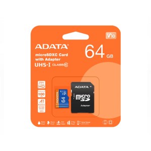 کارت حافظه میکرو اس دی ای دیتا مدل ADATA Premier MicroSDXC +ADP V10 R100 W25 64GB کارت حافظه میکرو اس دی ای دیتا مدل ADATA Premier MicroSDXC +ADP V10 R100 W25 64GB