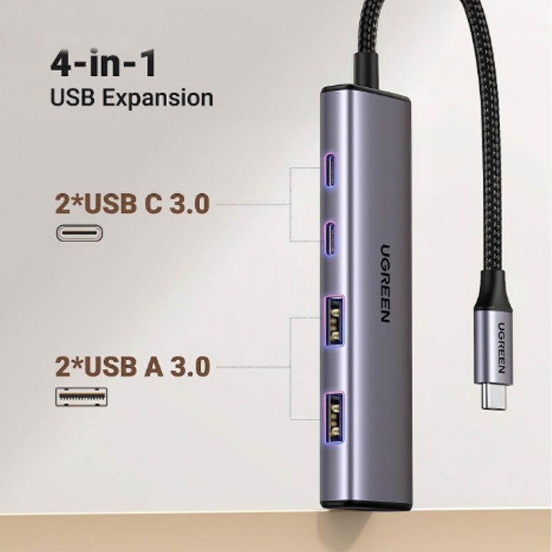 هاب 4 پورت USB Type-C یوگرین مدل UGreen CM473-15395 هاب 4 پورت USB Type-C یوگرین مدل UGreen CM473-15395