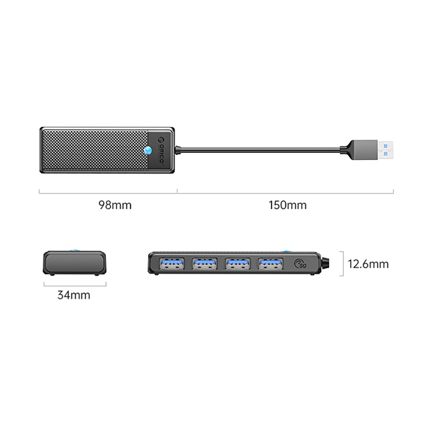 هاب 4 پورت USB 3.0 اوریکو مدل ORICO PAPW4A-U3-015 هاب 4 پورت USB 3.0 اوریکو مدل ORICO PAPW4A-U3-015