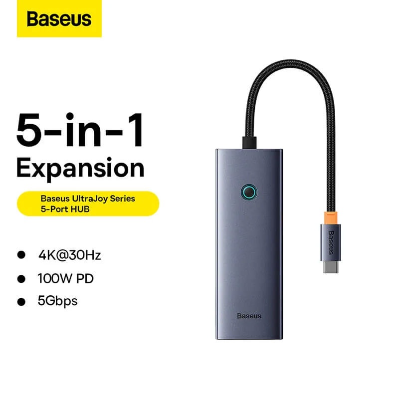 هاب 5 پورت USB Type-C بیسوس مدل Baseus UltraJoy Series (BS-OH150) هاب 5 پورت USB Type-C بیسوس مدل Baseus UltraJoy Series (BS-OH150)